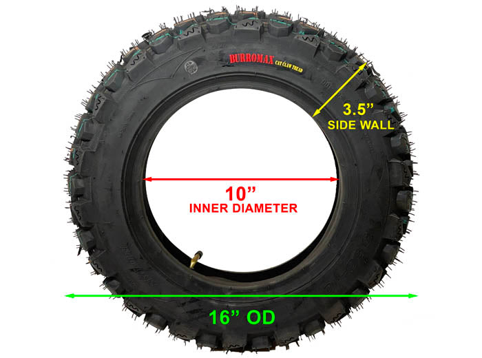 Performance Off Road Tire with Inner Tube, 3.50-10, Cat Claw Tire (Part #10179) Fits TT1600R, HRH