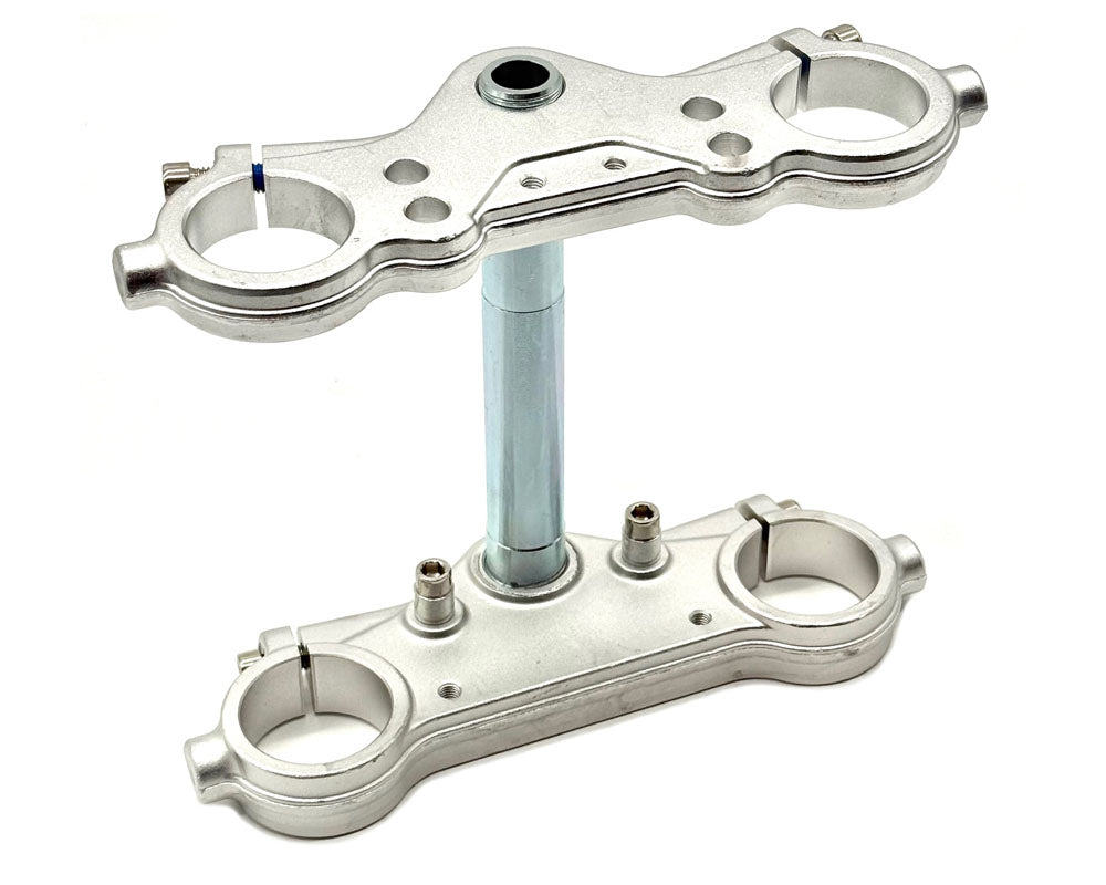 Fork Clamp Set, Forged 6061, 43mm/45mm 0 Degree Rake with Stem and Hardware, Clear Zinc (Part #10280) Fits XRA, XRB