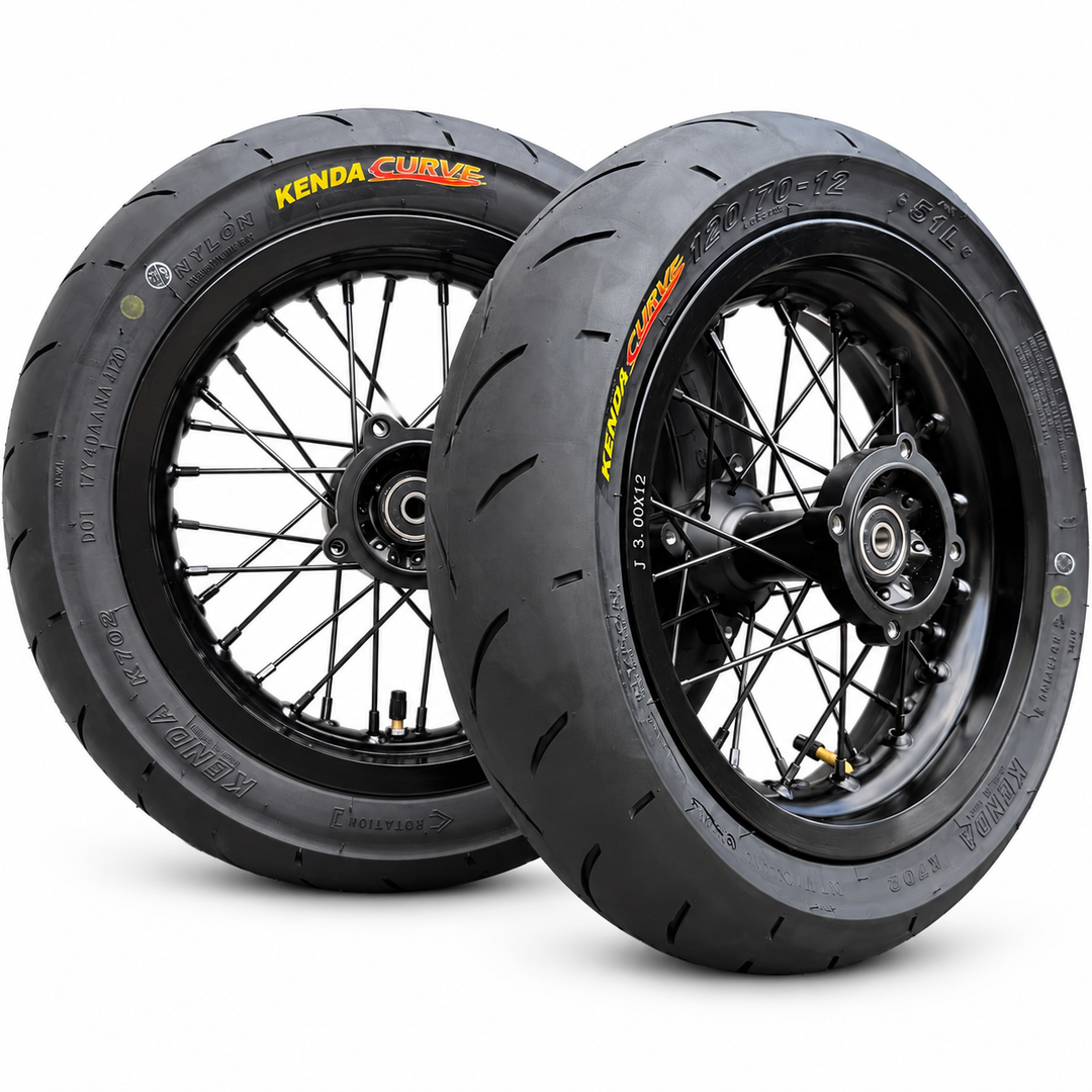 Pit Bike 12" Aluminum Supermoto wheel Set- Kenda Tires Included