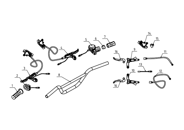 Front Brake Assembly, Complete with Line and Caliper, Right Side (Part #10186) Fits TT1600R, HRS