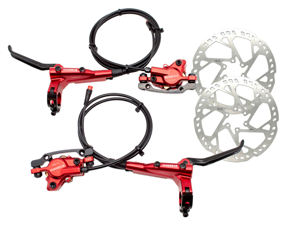 Performance Brake Kit, Hydraulic Dual Piston, Front and Rear, Includes Rotors and Hardware, Red Anodized (Part #16070-K) Fits TT750R