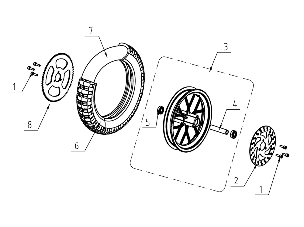 Wheel Assembly, Front or Rear, 12.5x2.75, Black 12 Spoke (#3, #4, #5) (Part #10066) Fits TT350 All Yrs TT750 2019-2020