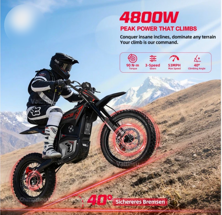 2026 Valtinsu EM-5 PRO 60V Electric Pit Bike 40+ MPH - Green