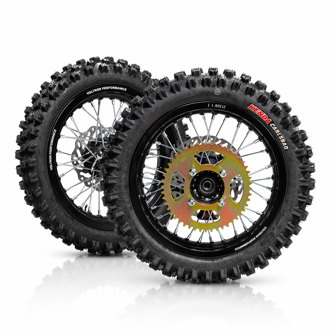 12/14" Dirt Wheel Set for Tuttio, Valtinsu EM5, Valtinsu & Electric Pit Bikes | Kenda Carlsbad Tires Included