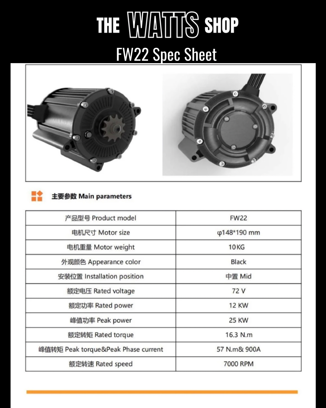 High Performance Sotion FW22 Motor For Valtinsu IN 10, Yozma  EM-5, Pit Bike