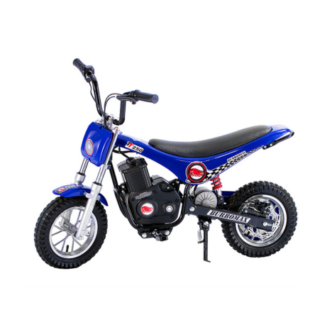 Blue children's dirt bike on a white background