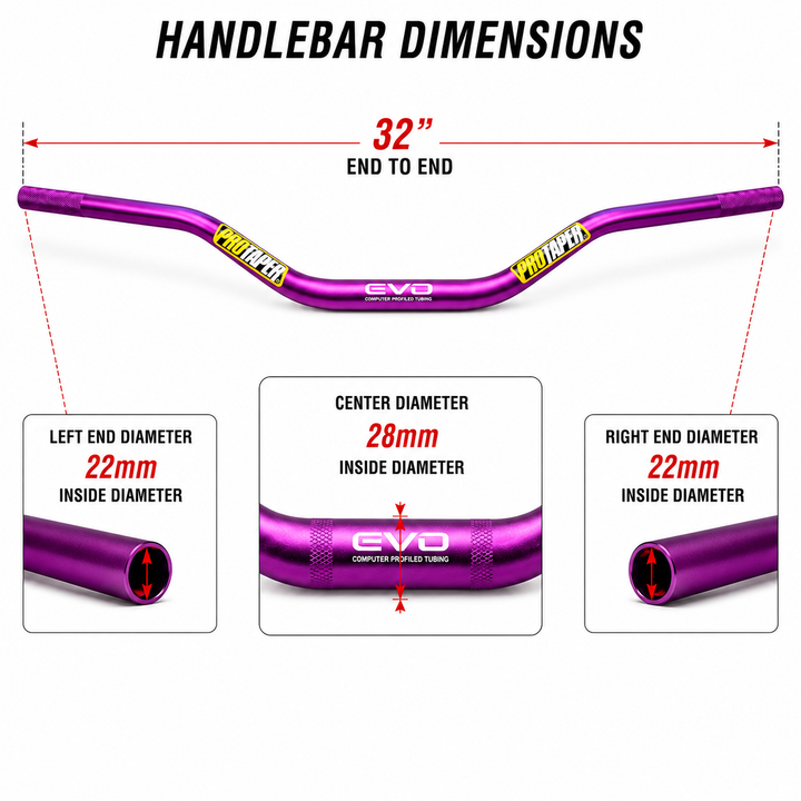 “Pro Taper” Low Profile 7/8” Handlebars for Pit Bikes, Dirt Bikes, Mini Bikes, Stunt Bikes & Custom Builds