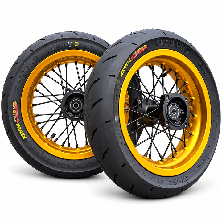 Pit Bike 12" Aluminum Supermoto wheel Set- Kenda Tires Included