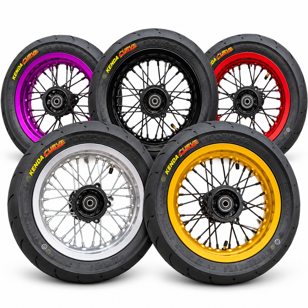 Pit Bike 12" Aluminum Supermoto wheel Set- Kenda Tires Included