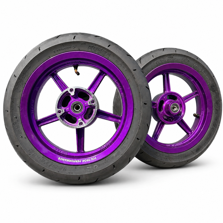 Electric pit bike purple super moto wheels