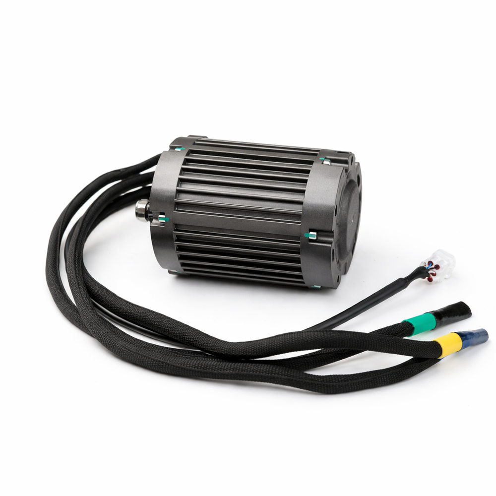 Motor with wiring on a white background