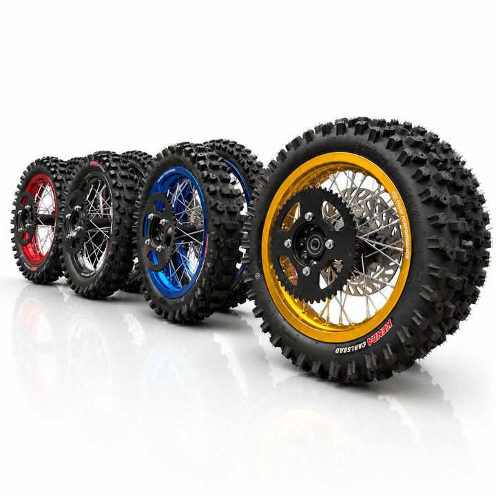 12/14" Dirt Wheel Set for Tuttio, Valtinsu EM5, Valtinsu & Electric Pit Bikes | Kenda Carlsbad Tires Included