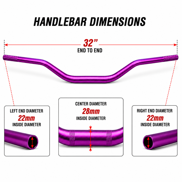 electric pit bike handle bar dimensions 