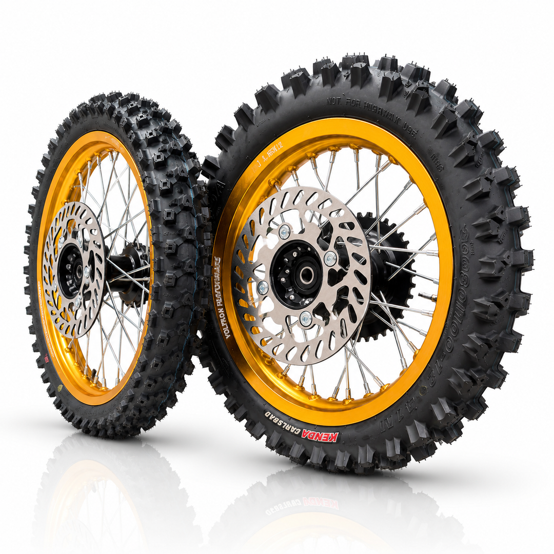 12/14" Dirt Wheel Set for Tuttio, Valtinsu EM5, Valtinsu & Electric Pit Bikes | Kenda Carlsbad Tires Included