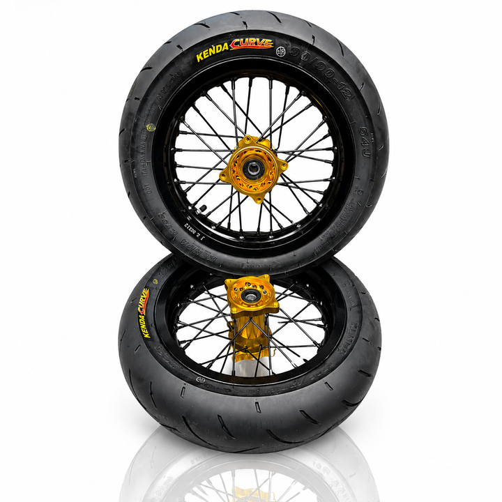 Modified Razor MX or SX 12" Front Supermoto Wheel Kit with CNC Aluminum Hub - Gold