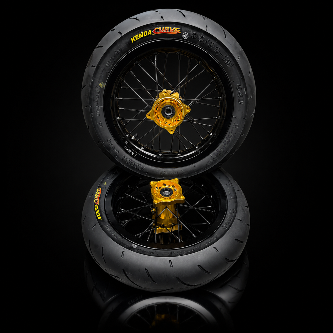 Modified Razor MX or SX 12" Front Supermoto Wheel Kit with CNC Aluminum Hub - Gold