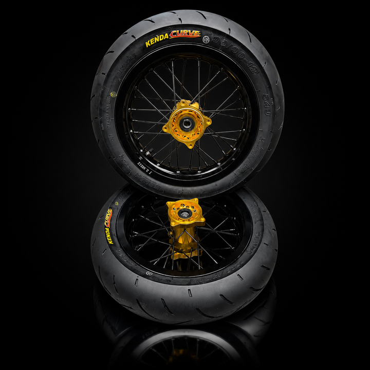 Modified Razor MX or SX 12" Front Supermoto Wheel Kit with CNC Aluminum Hub - Gold