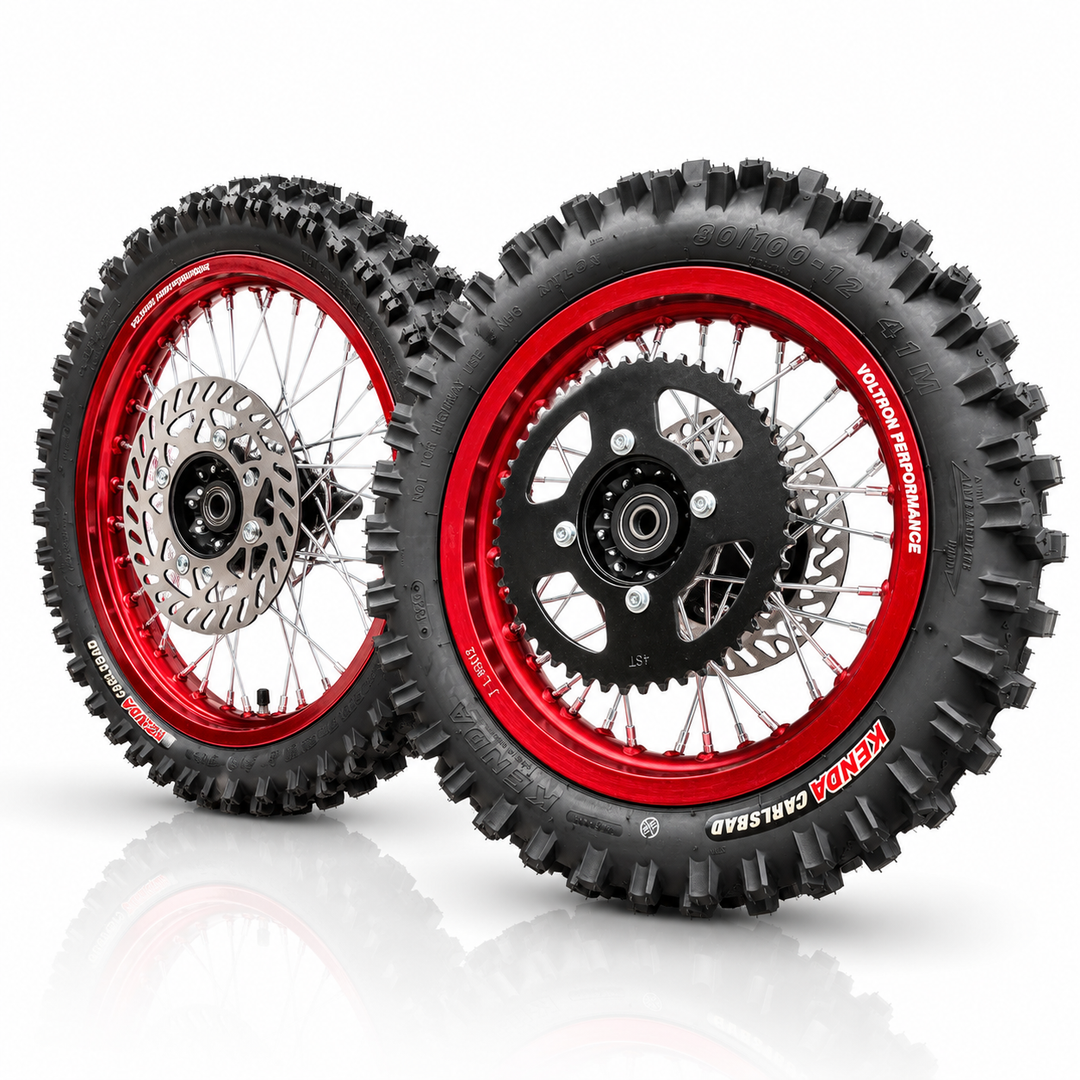 12/14" Dirt Wheel Set for Tuttio, Valtinsu EM5, Valtinsu & Electric Pit Bikes | Kenda Carlsbad Tires Included