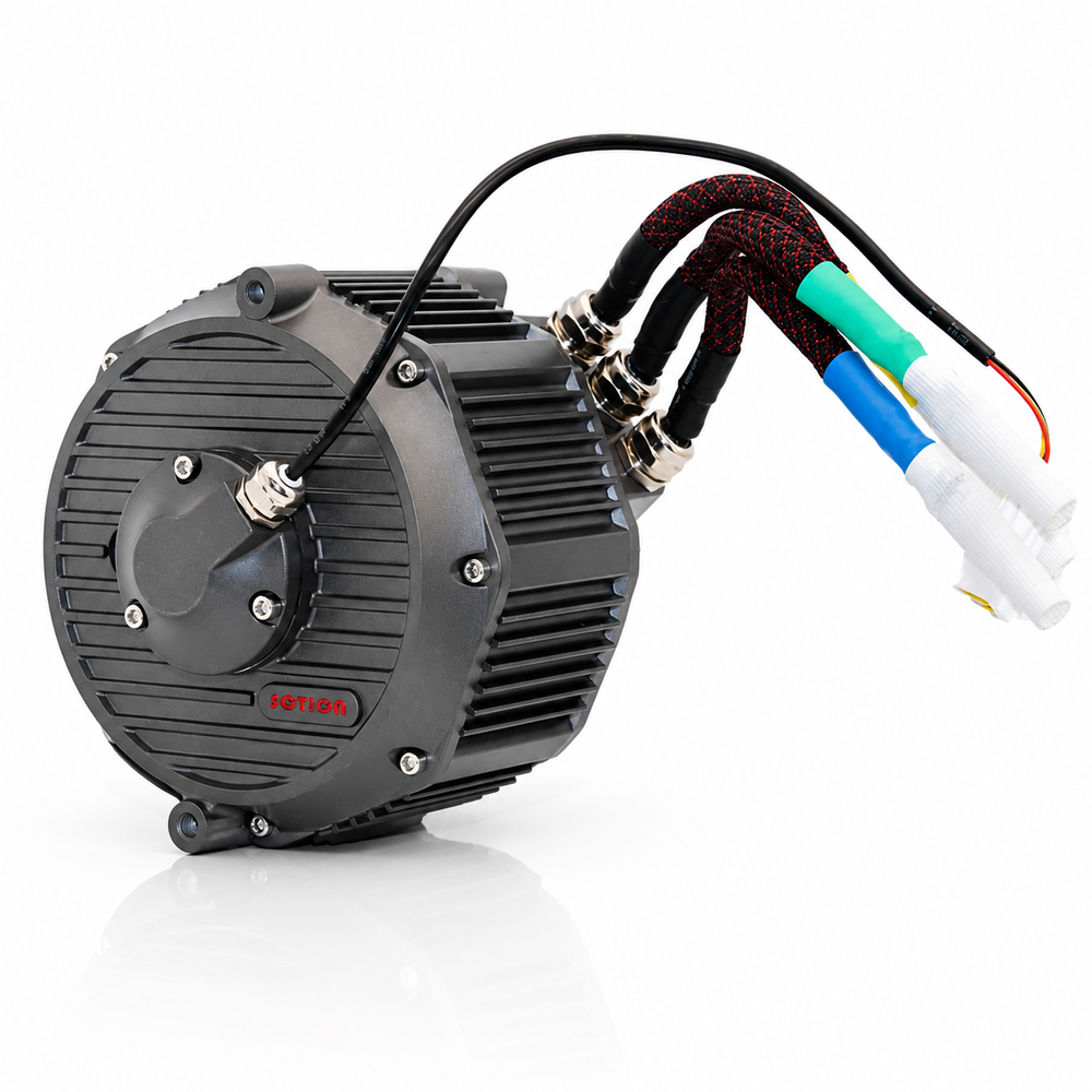 Motor with wiring on a white background